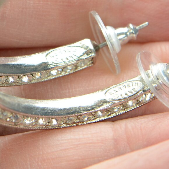 Kenneth Jay Lane KJL Crystal Hoop Earrings - Picture 4 of 4